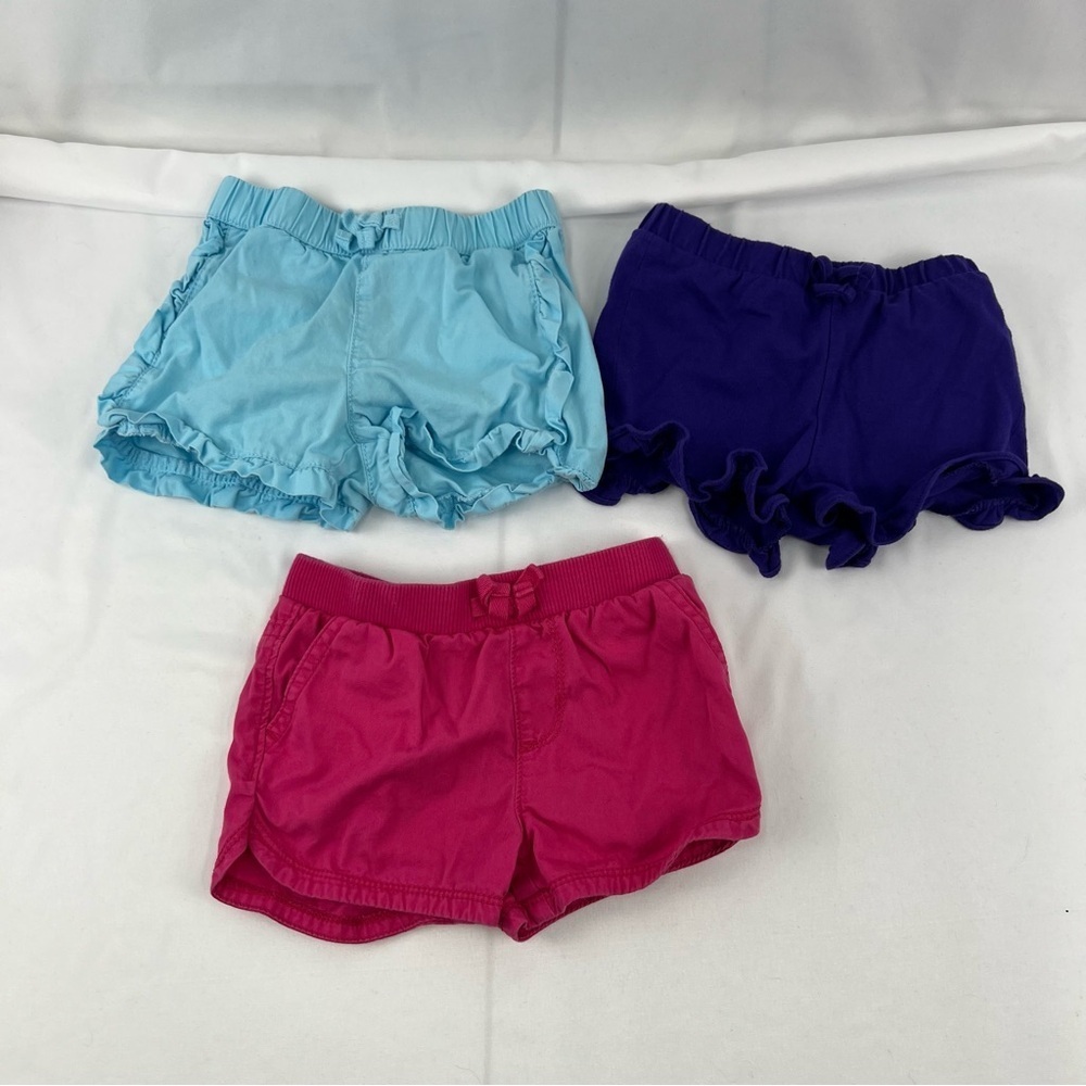 Children's Place - 2T - Girl's Shorts - 3 Pack - Pink, Purple, Light Blue